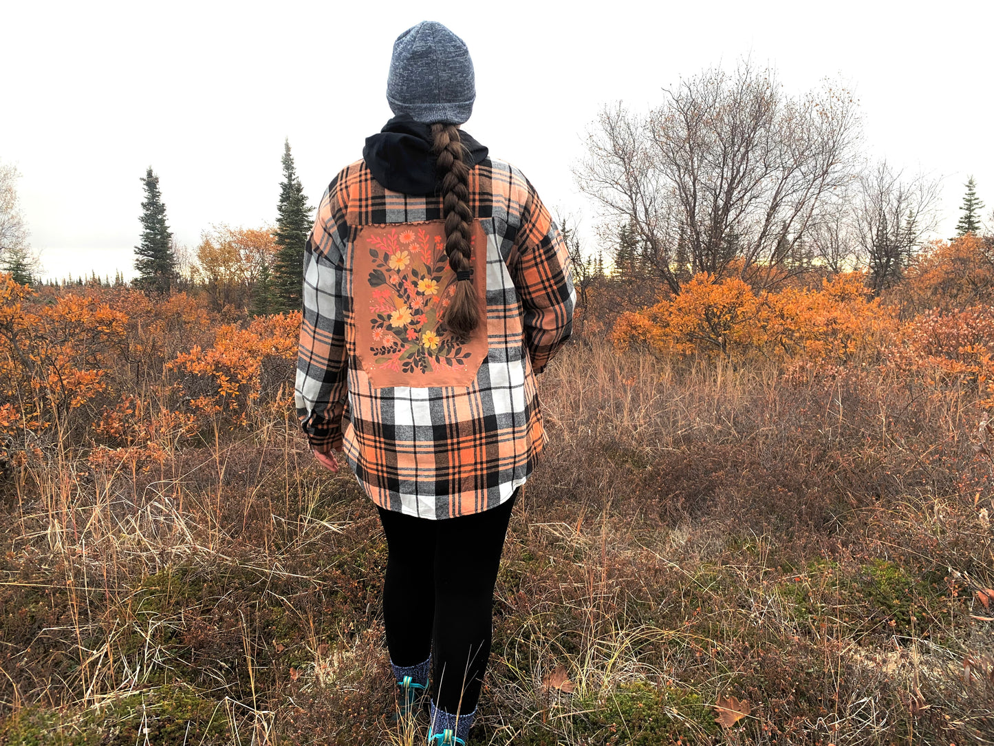 BURT ORANGE FLANNEL FLOWER BACK