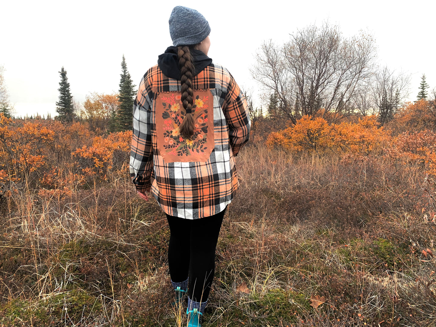 BURT ORANGE FLANNEL FLOWER BACK